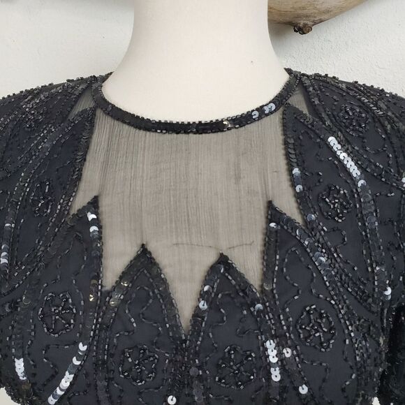 Stenay vintage beaded silk fitted top peplum hem - Picture 8 of 8